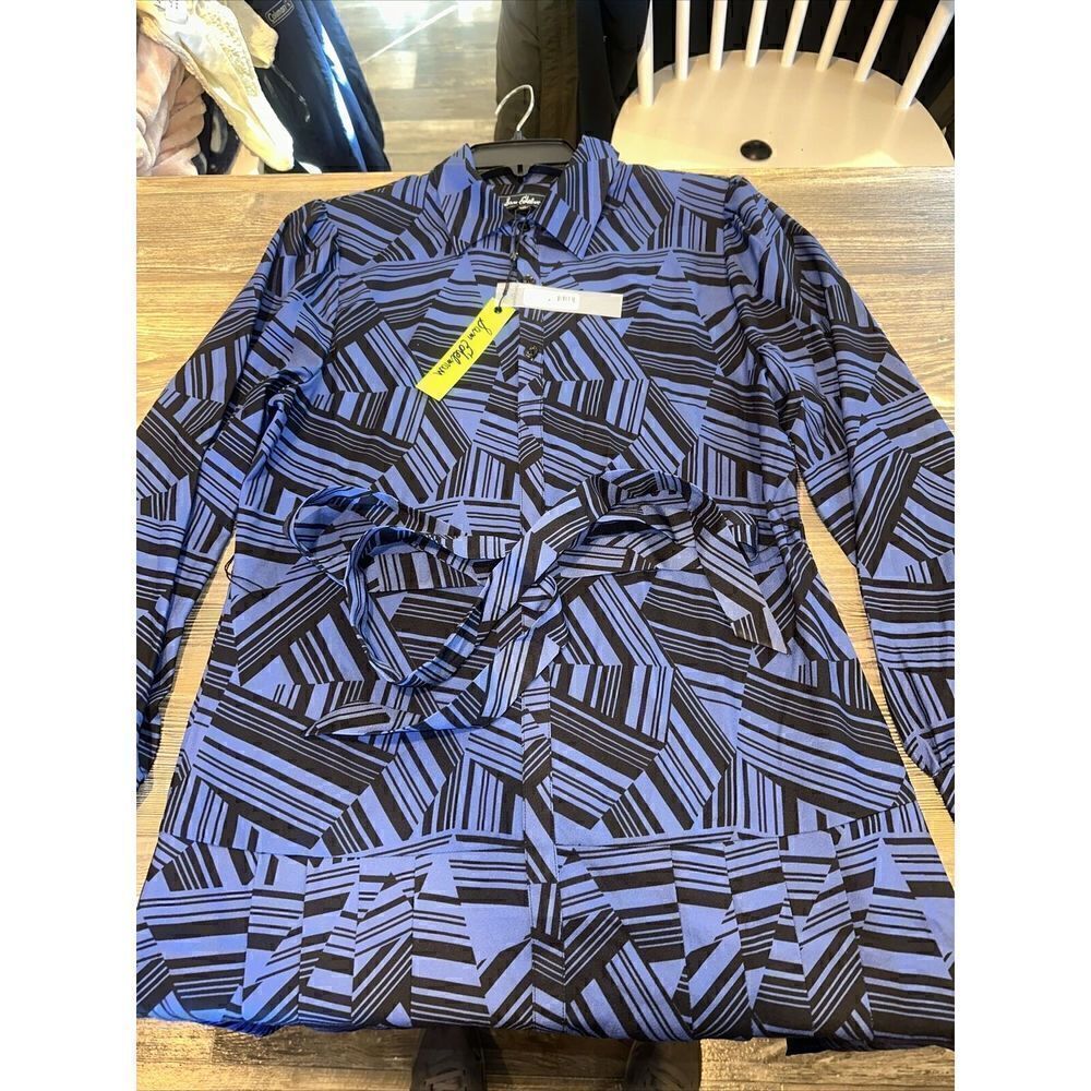 Women's Sam Edelman Abstract Long Sleeve Shirtdress, Size 8 - Blue. NWT. $138.00 - Picture 3 of 8